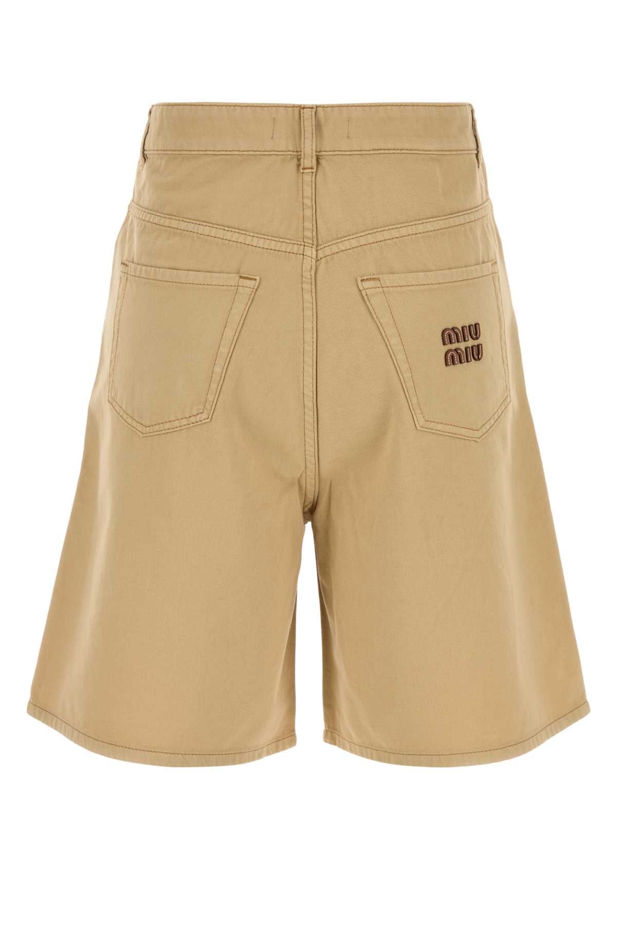 Beige Cotton Bermuda Shorts