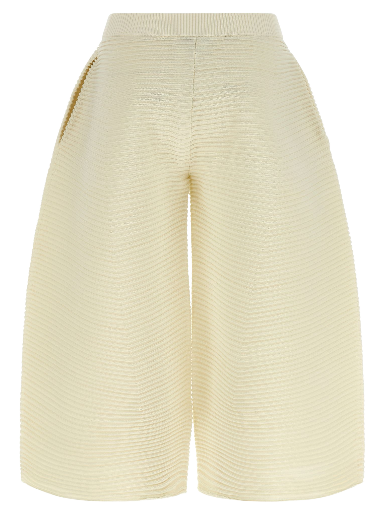 Corrugated Knit Pants White Polyester Nylon Pi