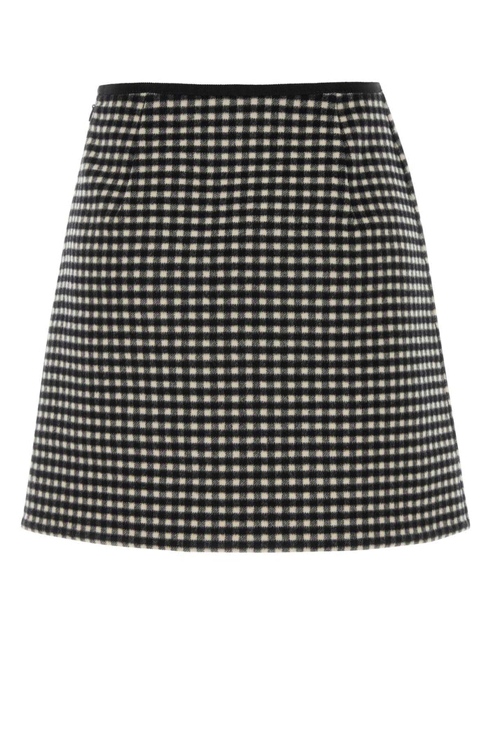 Embroidered Flannel Mini Skirt Avorionero Gonne