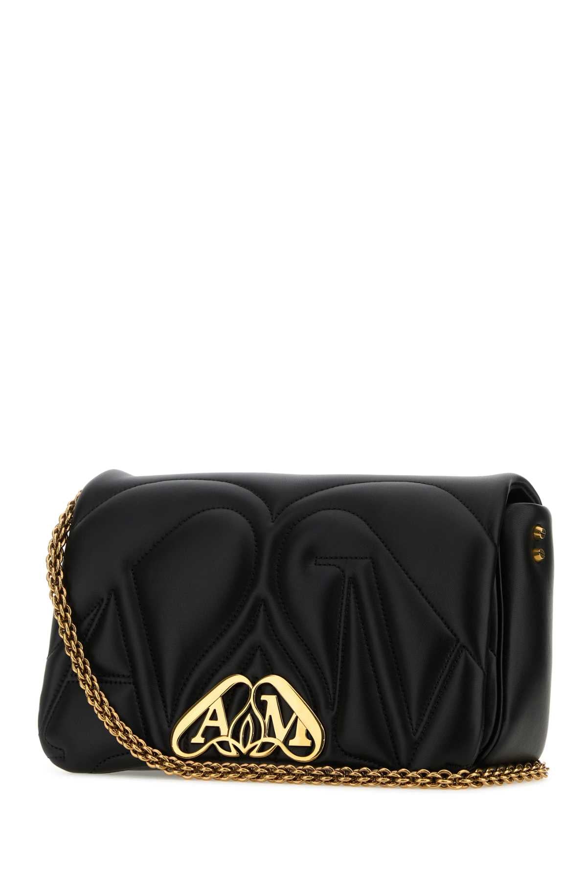Black Leather Small Seal Shoulder Bag Borse A Tracolla