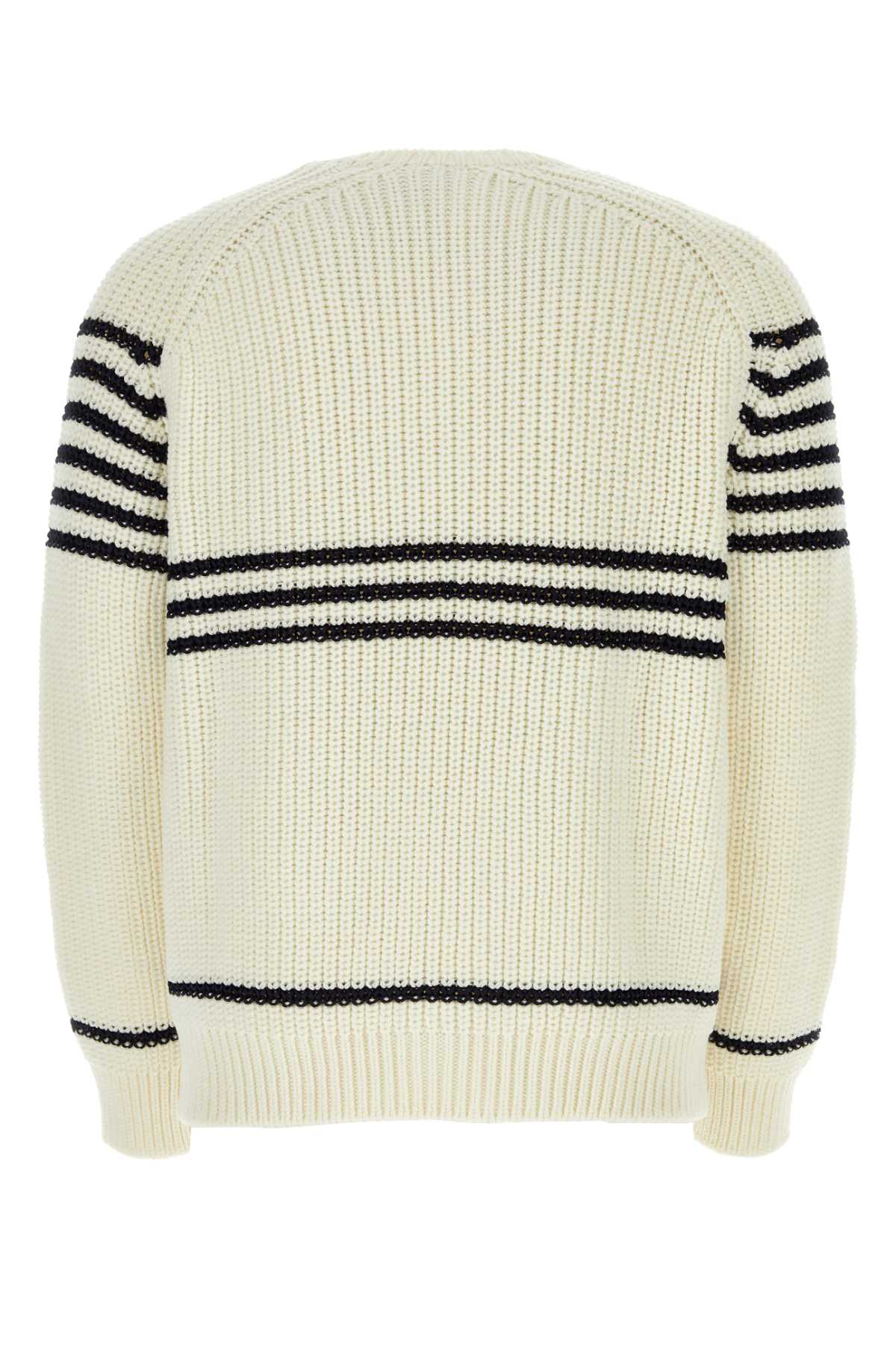 Ivory Wool Blend Sweater Offwhitenavy Exterior: Acetate Maglieria