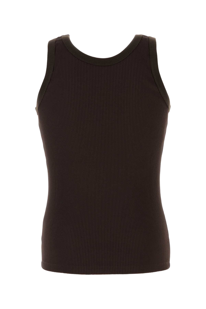 Brown Stretch Nylon Tank Top Vertisol Exterior: Elastane T-shirt