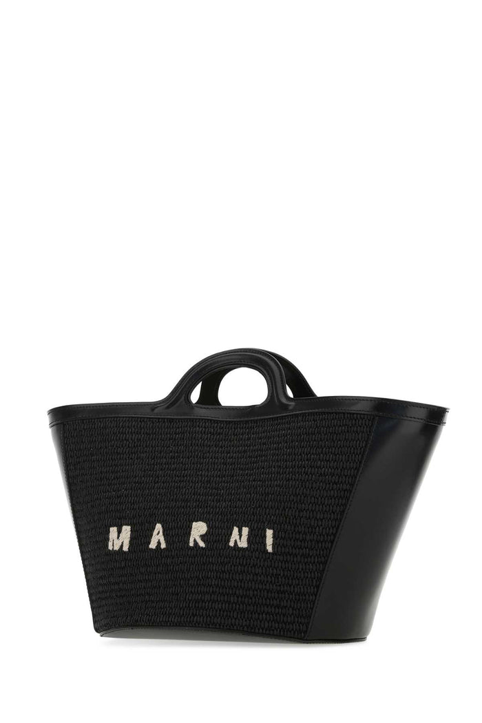 Black Leather And Raffia Small Tropicalia Summer Handbag 00n99 Borse A Mano