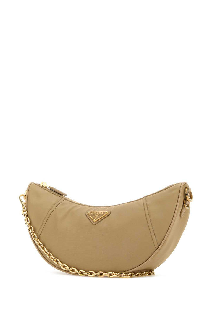 Beige Re-Nylon Prada Demi-Lune Shoulder Bag Cammello Poliammidericiclata-vitello Borse A Tracolla