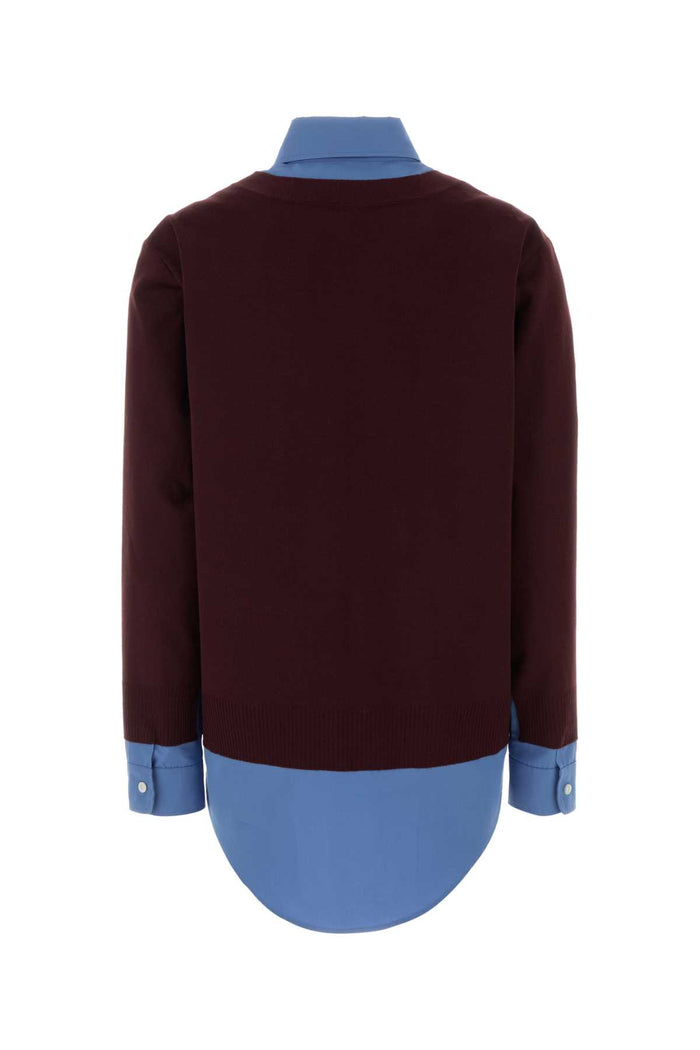 Burgundy Wool Cardigan Bordeauxpervinca Wv-co-trochusniloticus Camicie