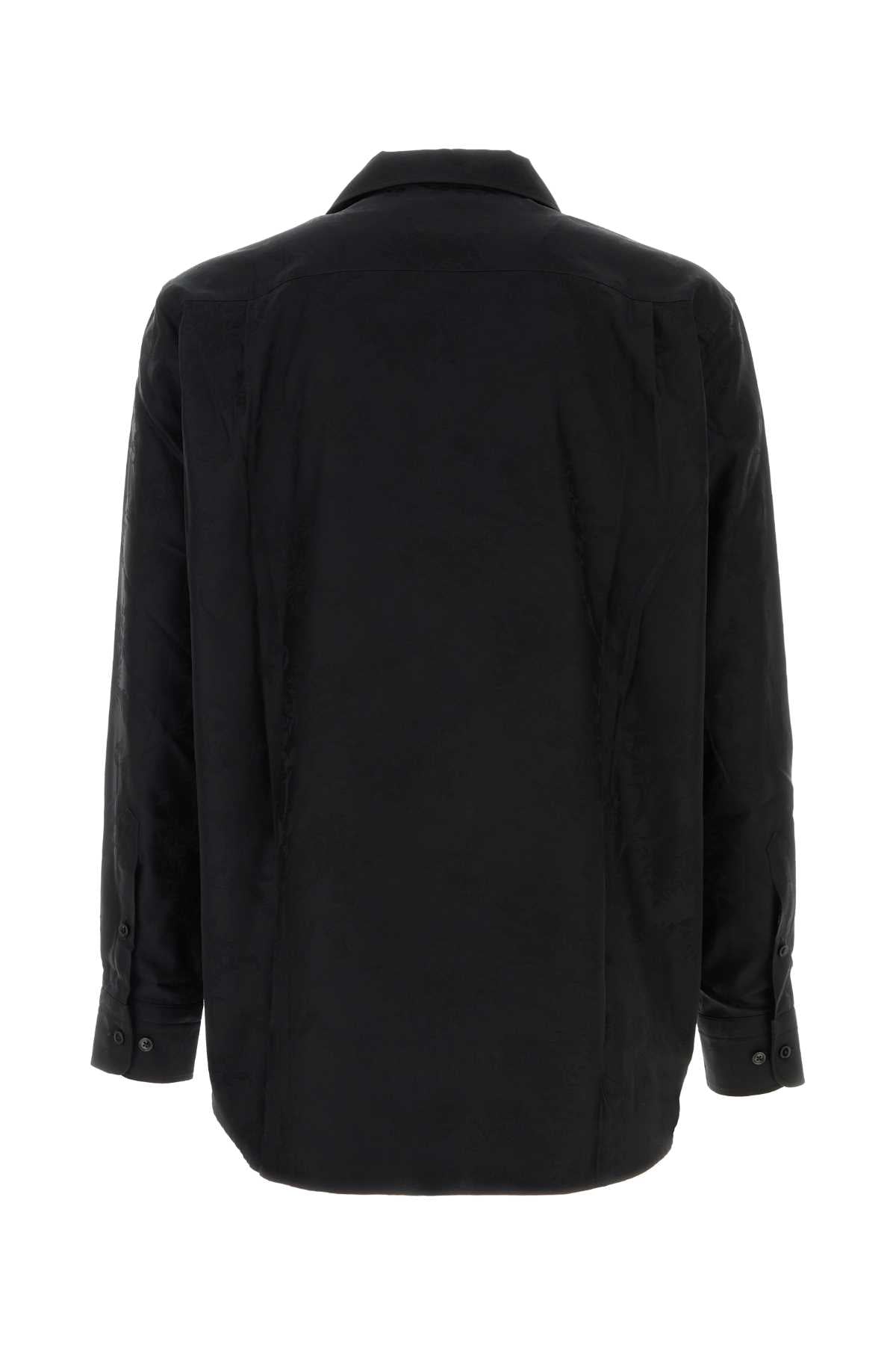 Black Cotton Shirt Flowersblack Exterior: Camicie
