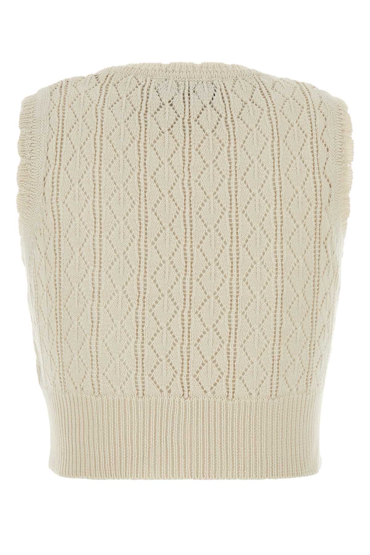 Ivory Crochet Ella Top Cream Exterior: Cotton Maglieria