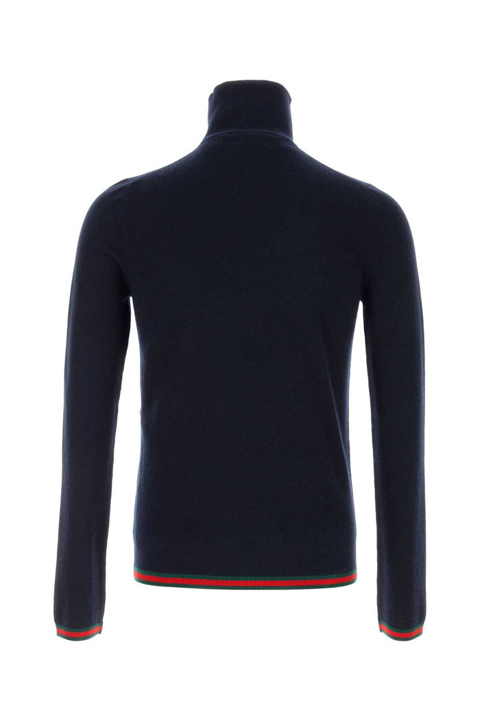 Midnight Blue Cashmere Sweater Black Exterior: Maglieria