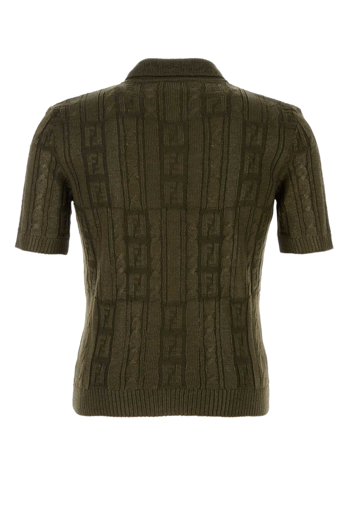 Army Green Wool Polo Shirt Exterior