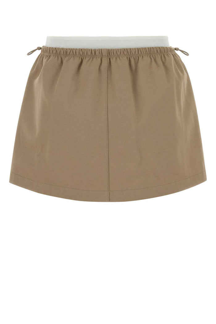 Beige Cotton Mini Skirt Warmtaupe Exterior: Gonne