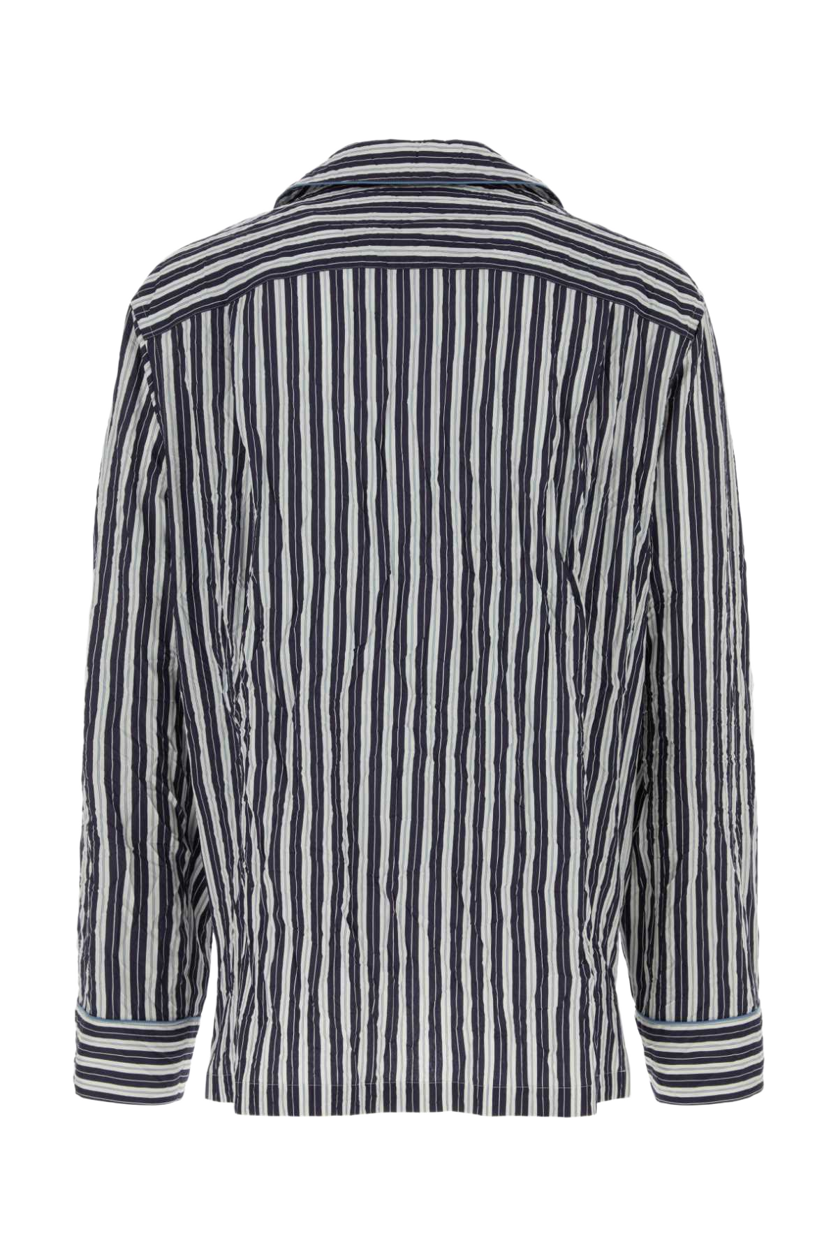 Embroidered Viscose Blend Shirt Rigato Exterior: Nylon Silk Camicie