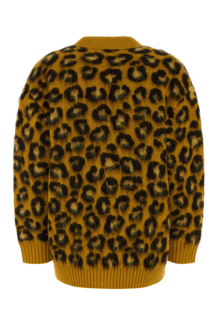 Embroidered Wool Blend Oversize Cardigan Eggyolkfondant Exterior: Mohair Nylon Maglieria