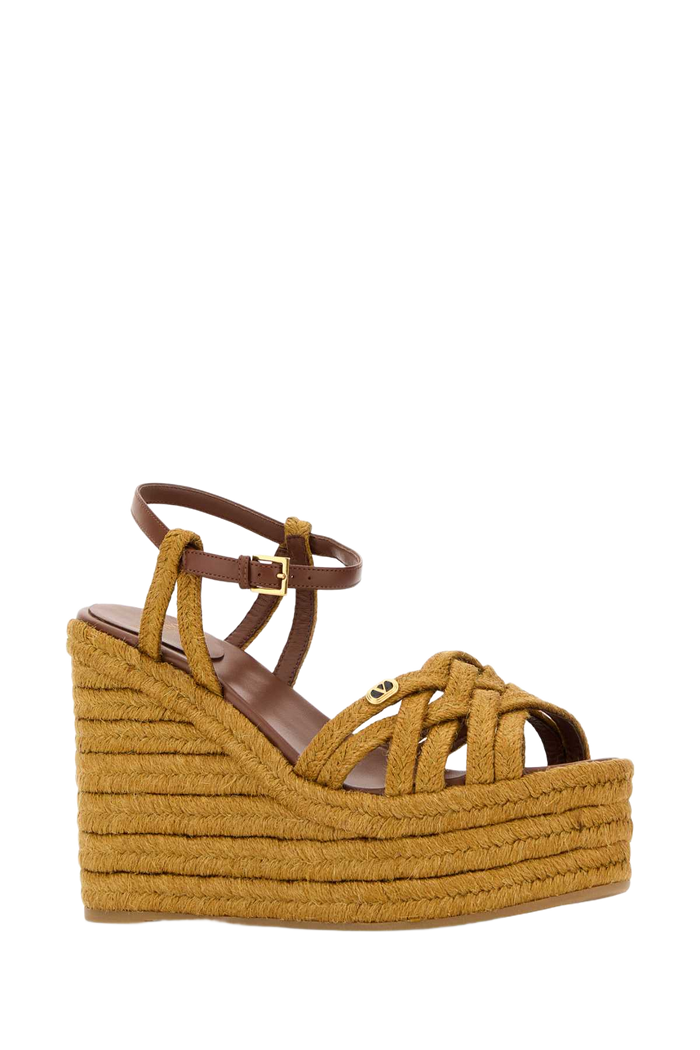 Mustard Raffia Vlogo Signature Wedges Senapetobacco Jute Espadrillas