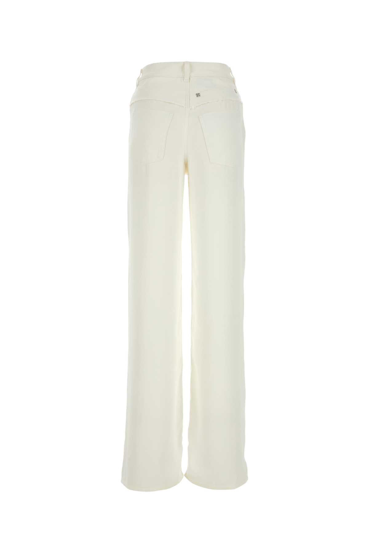 Ivory Viscose And Denim Jeans White