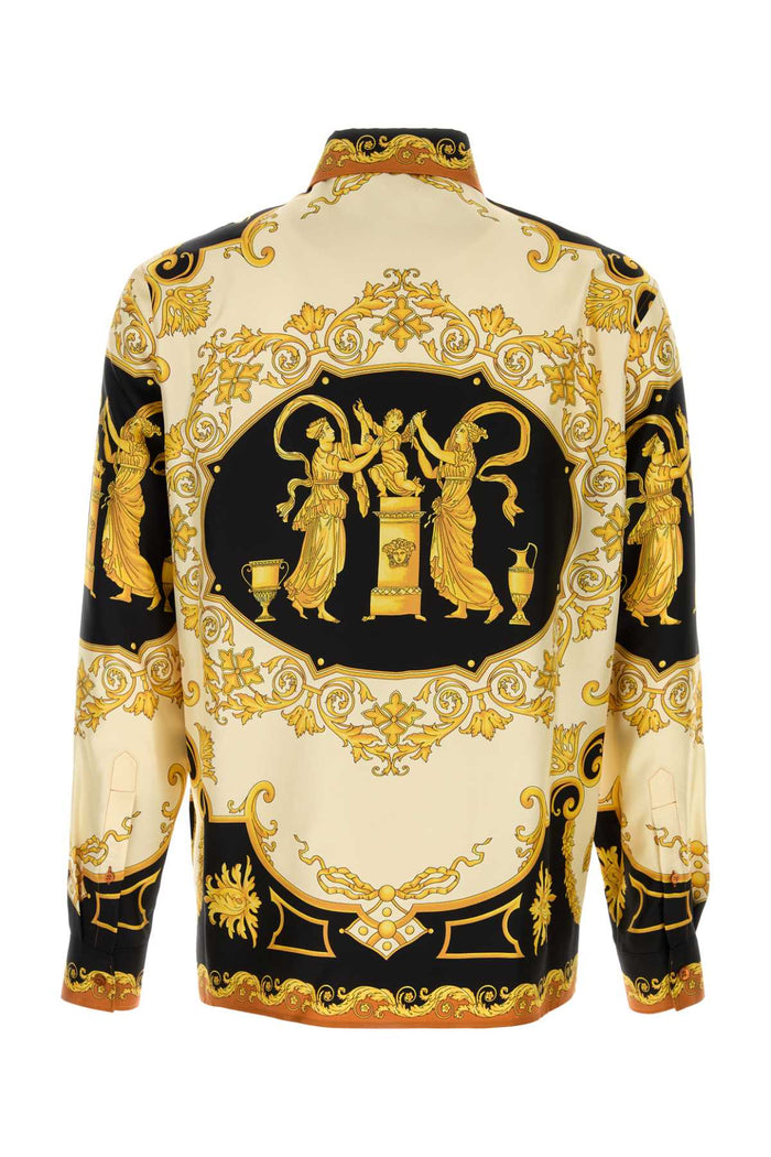 Printed Silk Shirt Blackivoryautumnspice Exterior: Camicie