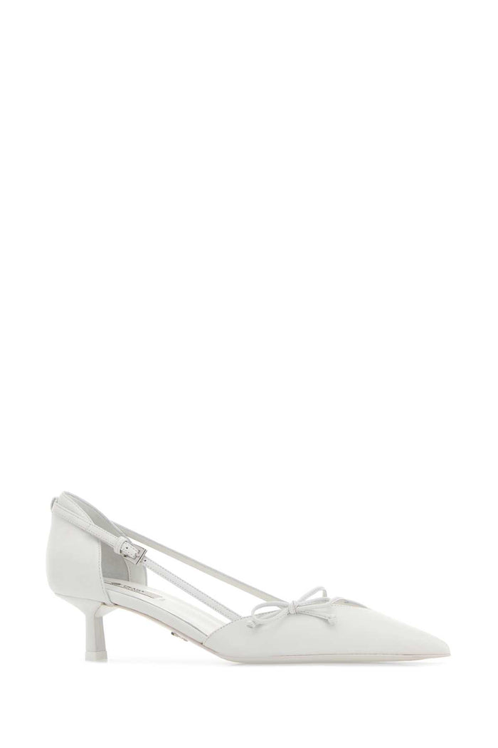 White Leather Pumps Bianco Scarpe Con Tacco