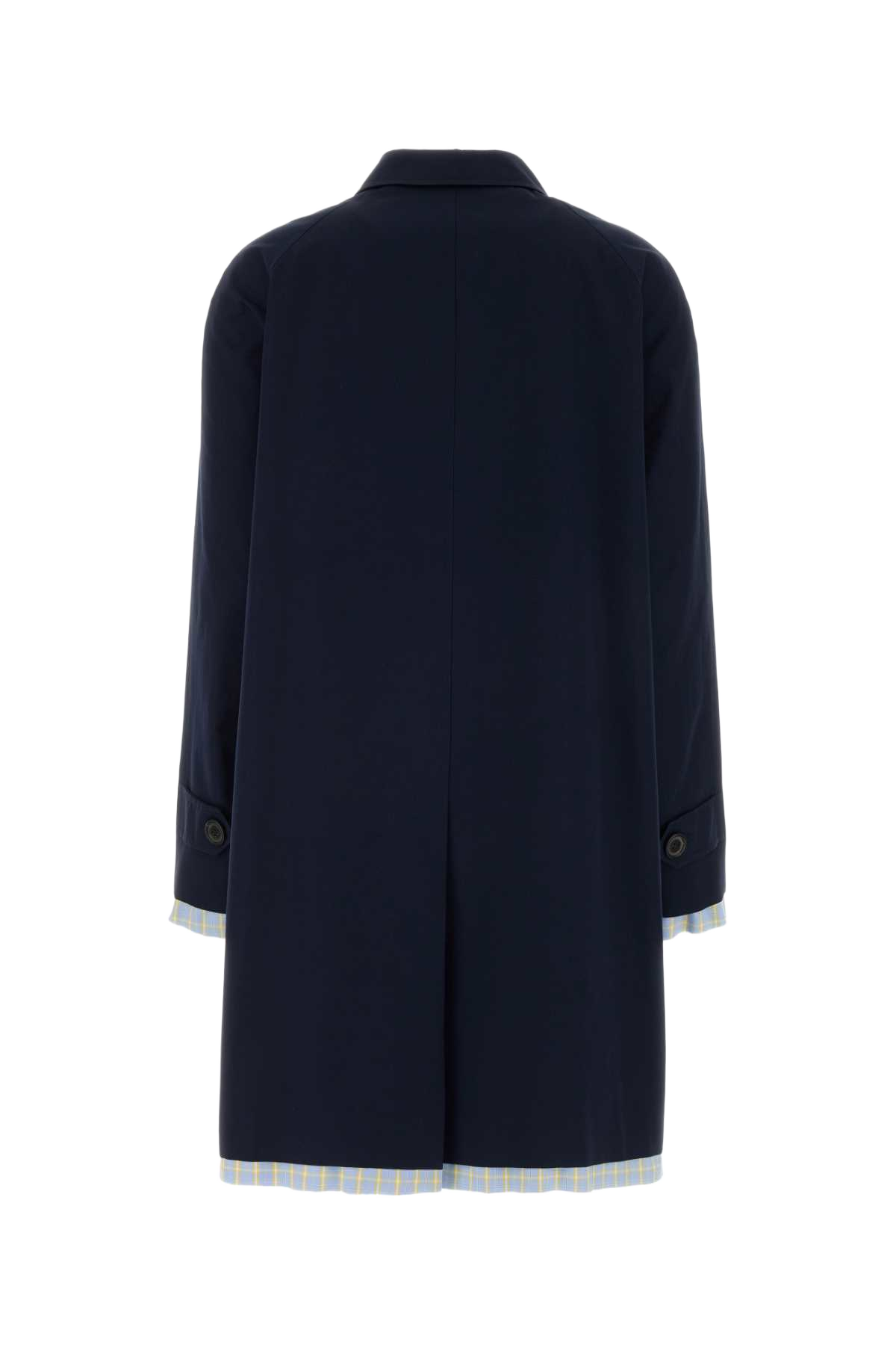 Dark Blue Poplin Trench Overcoat Royal Exterior: Cotton Cappotti