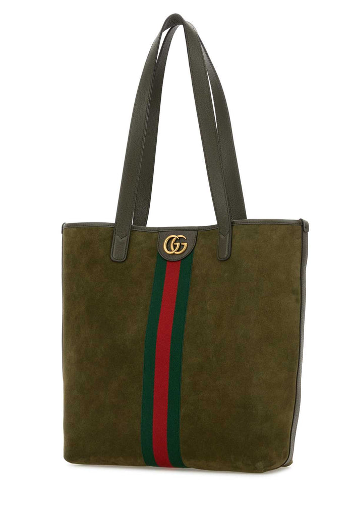 Olive Green Suede Ophidia Shopping Bag Borse A Mano