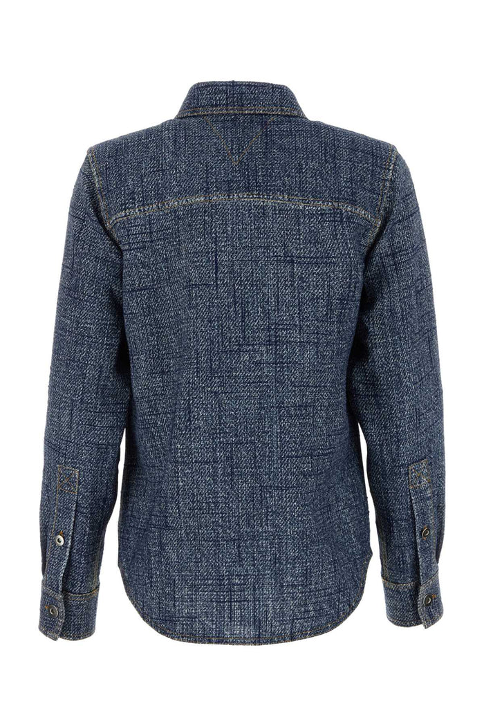 Printed Viscose Blend Shirt Denim Camicie