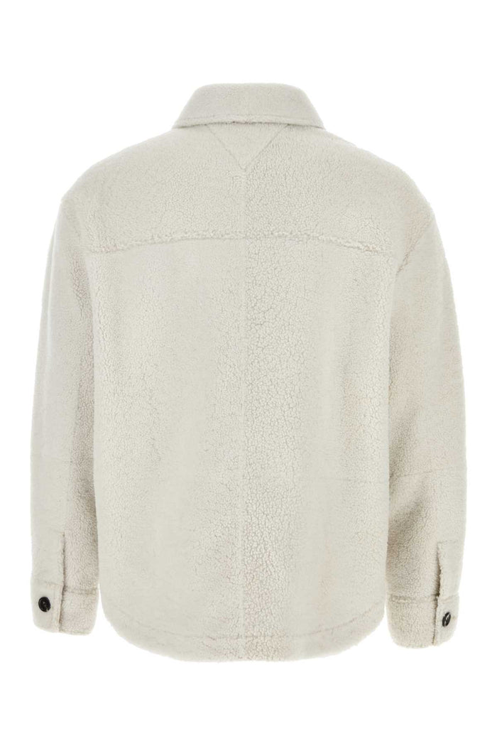 Chalk Shearling Oversize Shirt Popcorn Exterior: Lamb Fur Camicie