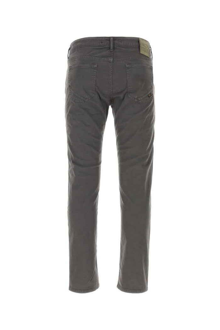 Dark Grey Stretch Cotton Pant Antracite Exterior: Elastan Pantaloni