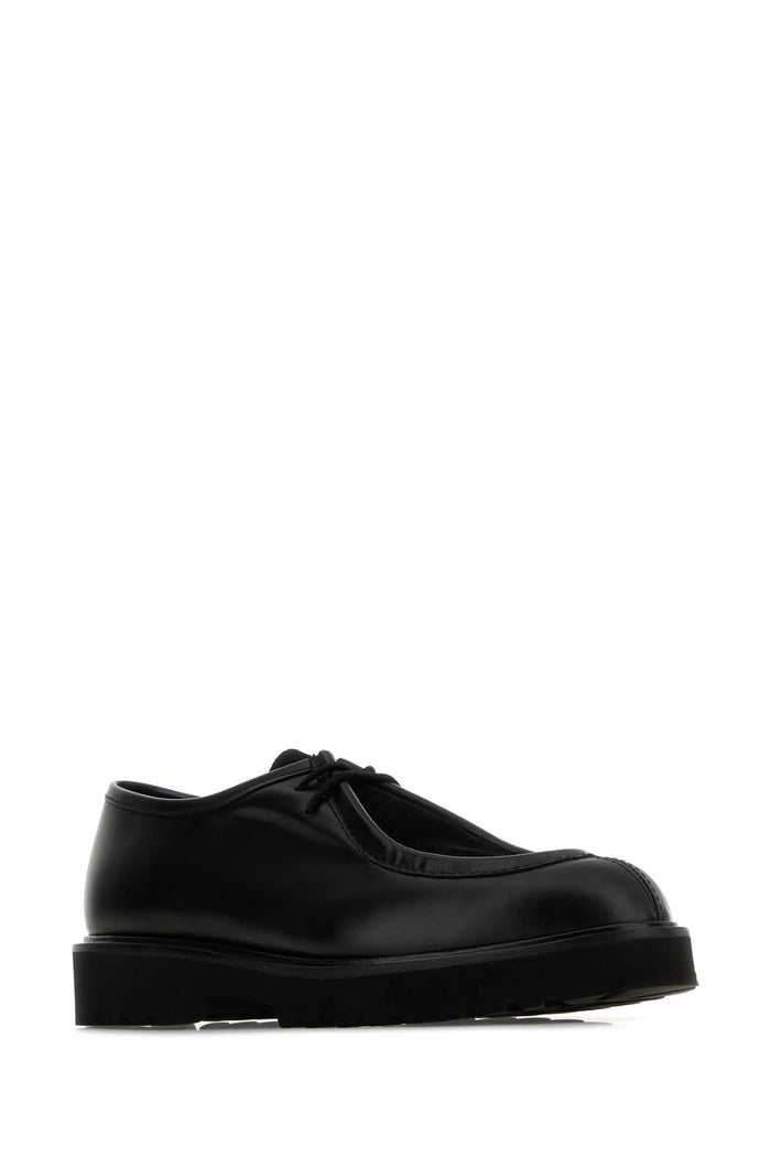 Black Leather Track Lace-Up Shoes Nero Scarpe Stringate