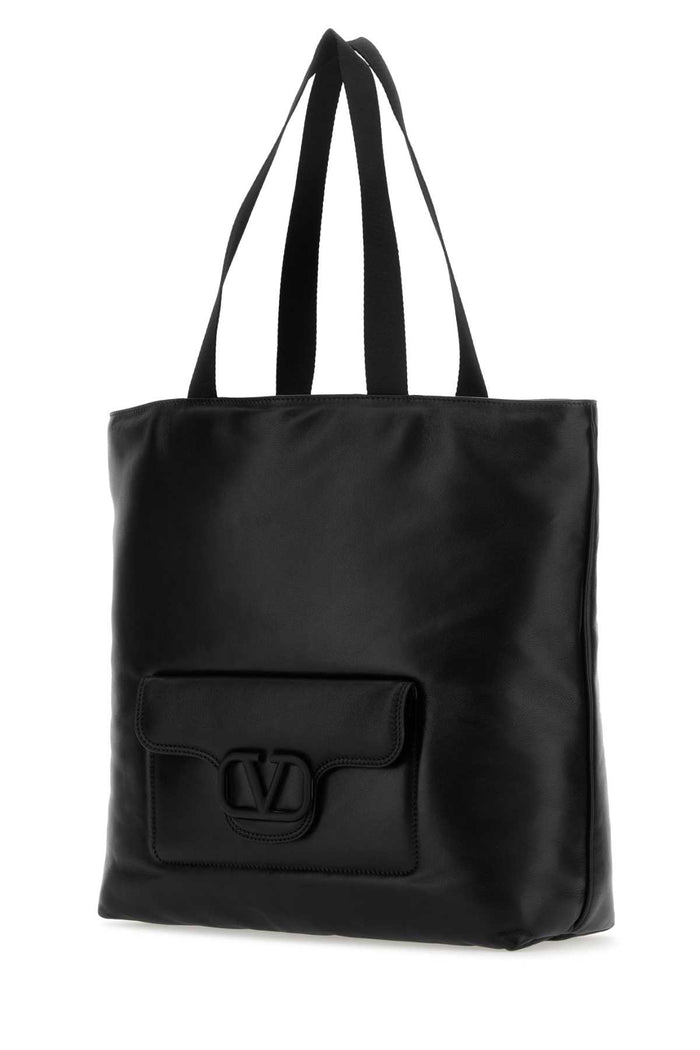 Black Nappa Leather Valentino Garavani Noir Shopping Bag Nero Borse A Mano