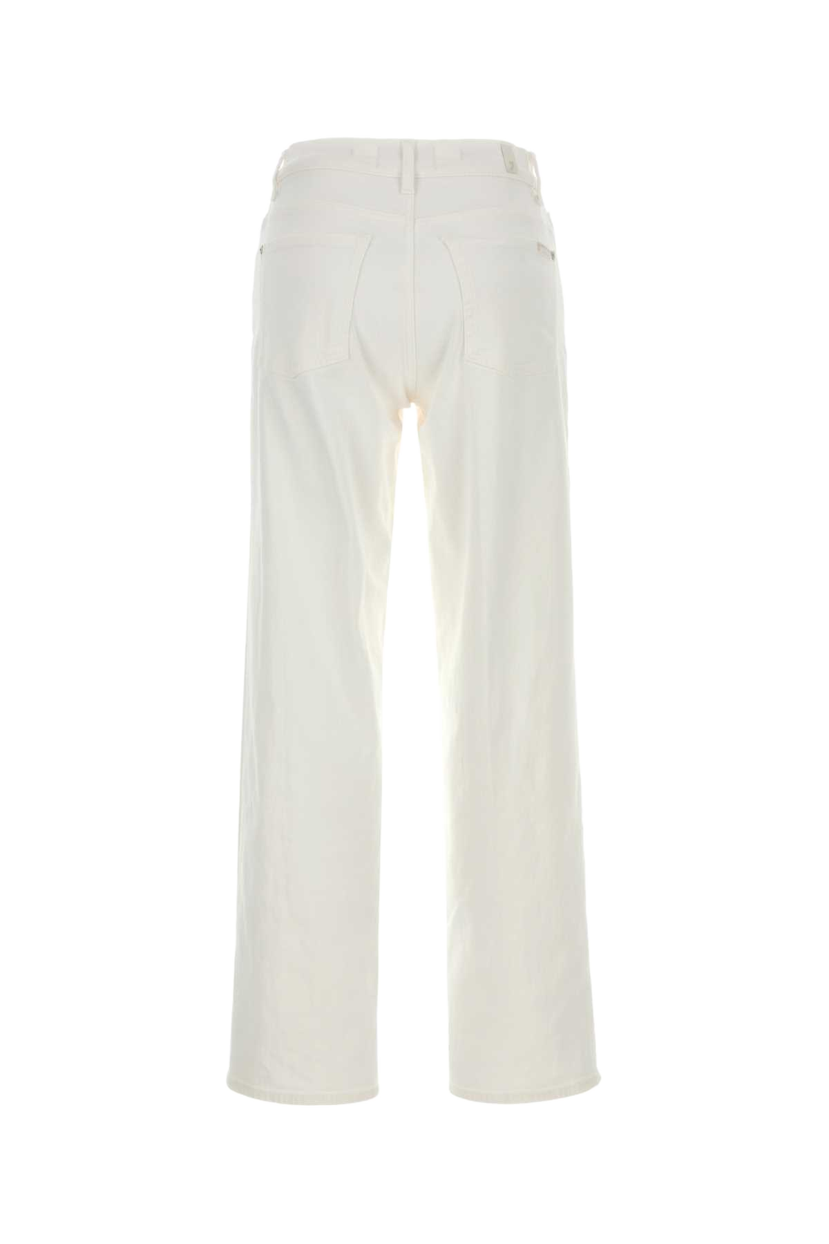 White Stretch Denim Stovepipe Jeans Bianco