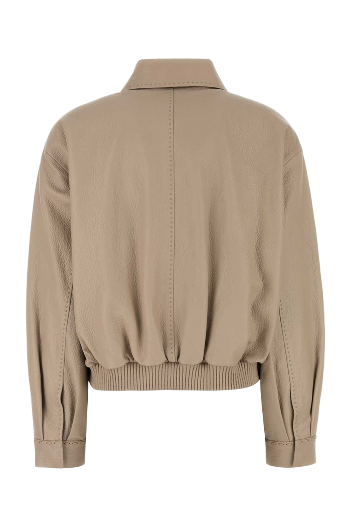 Cappuccino Leather Jacket Tortora Giacche In Pelle