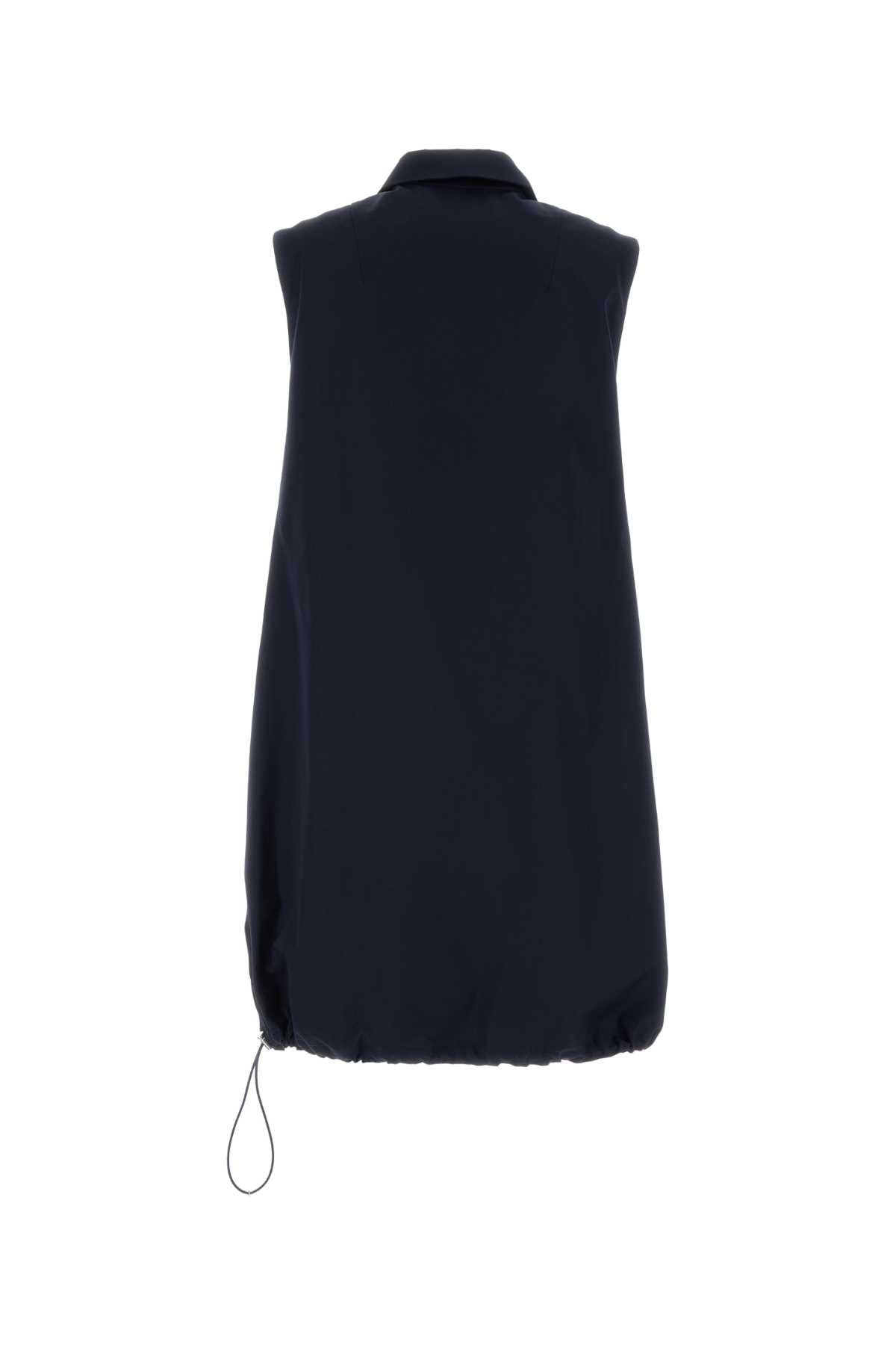 Navy Blue Poplin Mini Dress Bleu Exterior: Polyester Cotton Abiti
