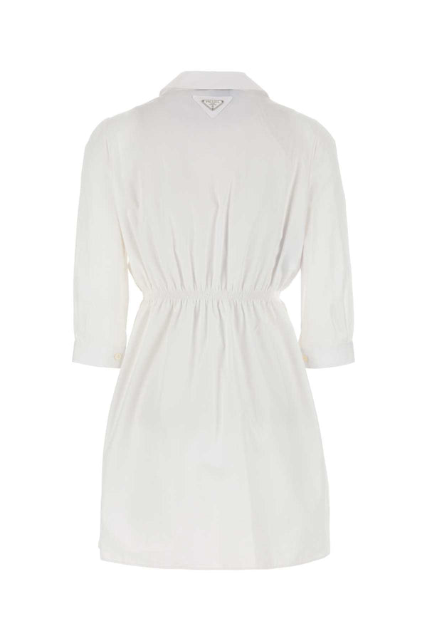 Prada Women's Corset-Waist Shirt Dress — White