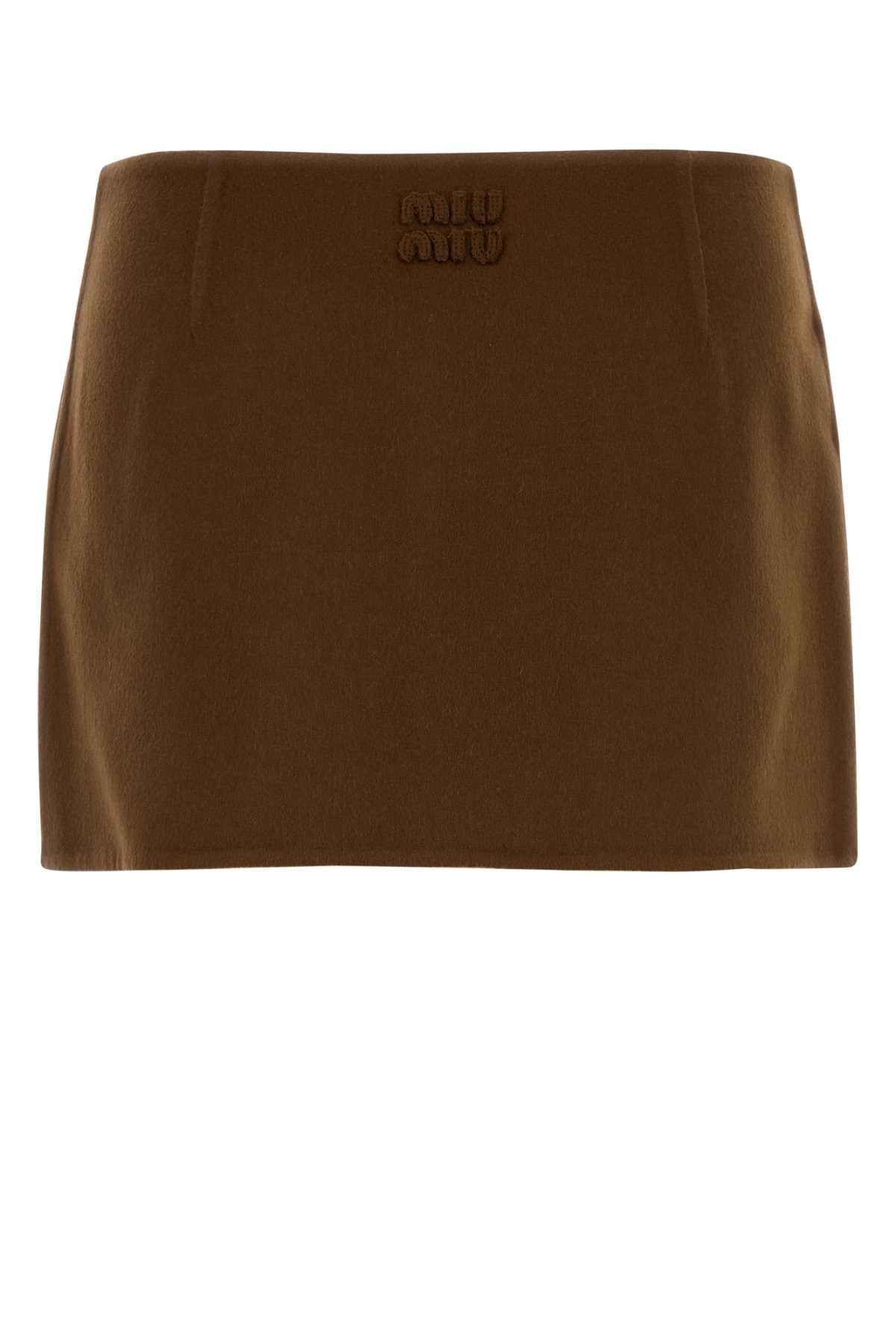 Brown Wool Blend Mini Skirt Cognac Wswv Gonne