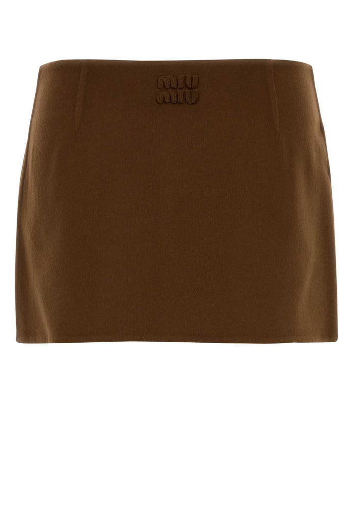 Brown Wool Blend Mini Skirt Cognac Wswv Gonne