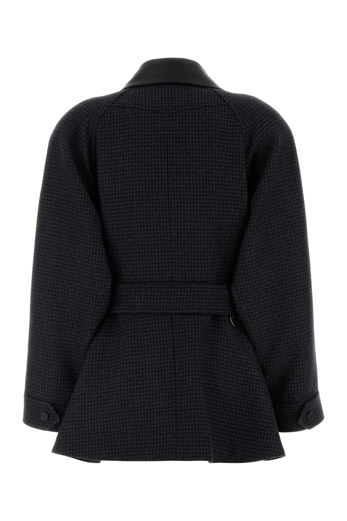 Embroidered Wool Coat Black Cappotti