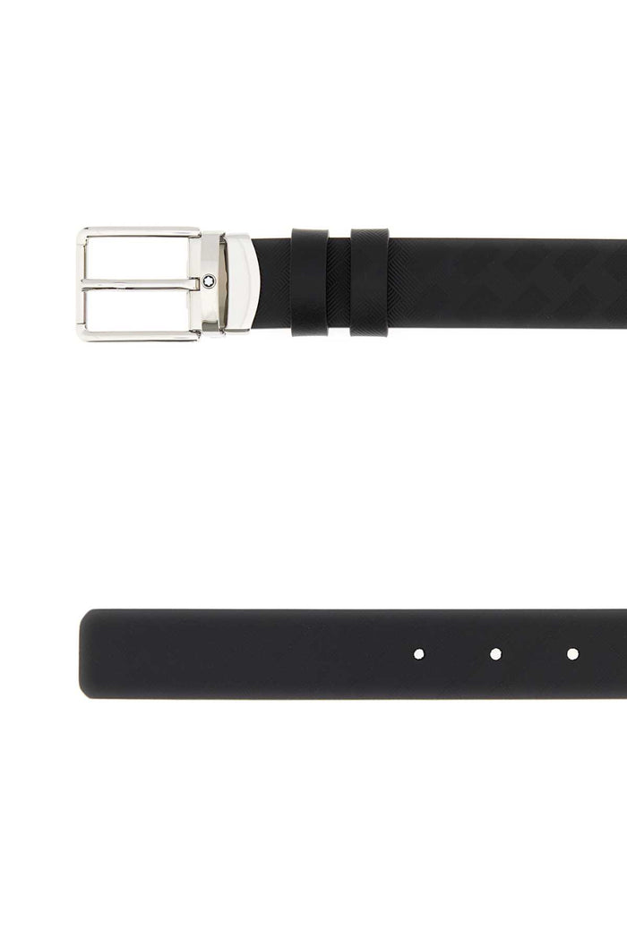 Black Leather Reversible Belt 000 Cinture