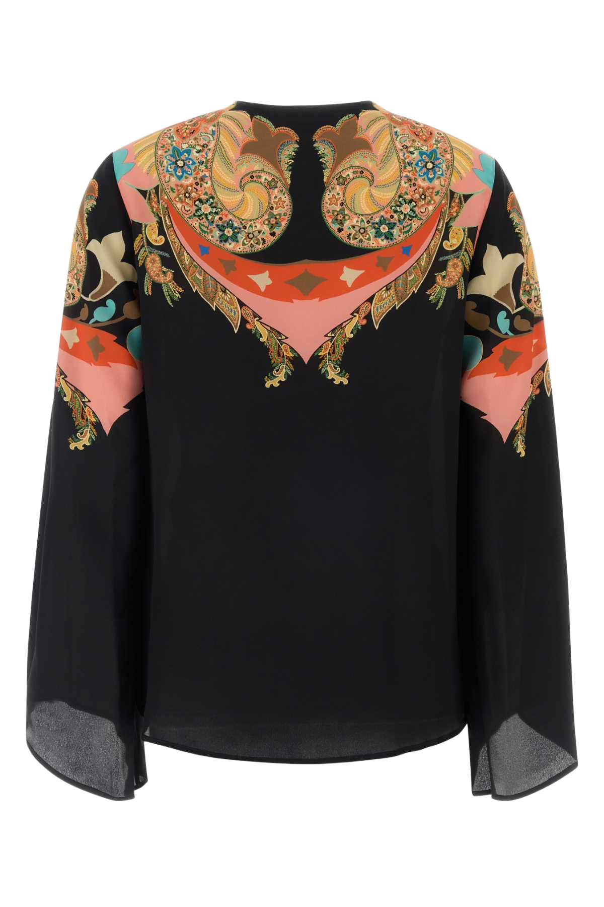 Black Crepe Blouse Stampafdonero Exterior: Silk Maglie