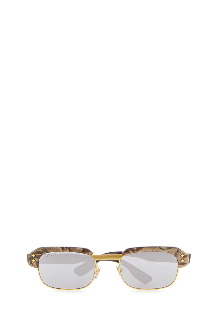 Printed Acetate And Metal Sunglasses Brown Silver Exterior: Occhiali Da Sole