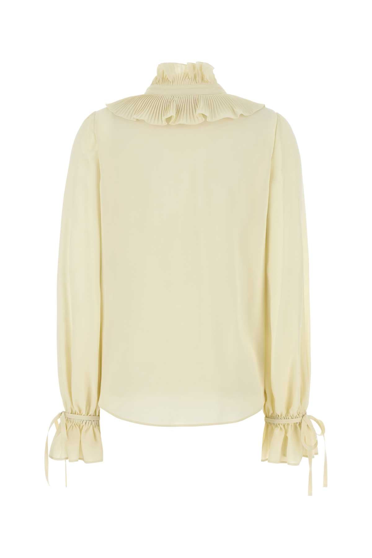 Cream Crepe Shirt Panna Exterior: Silk Camicie