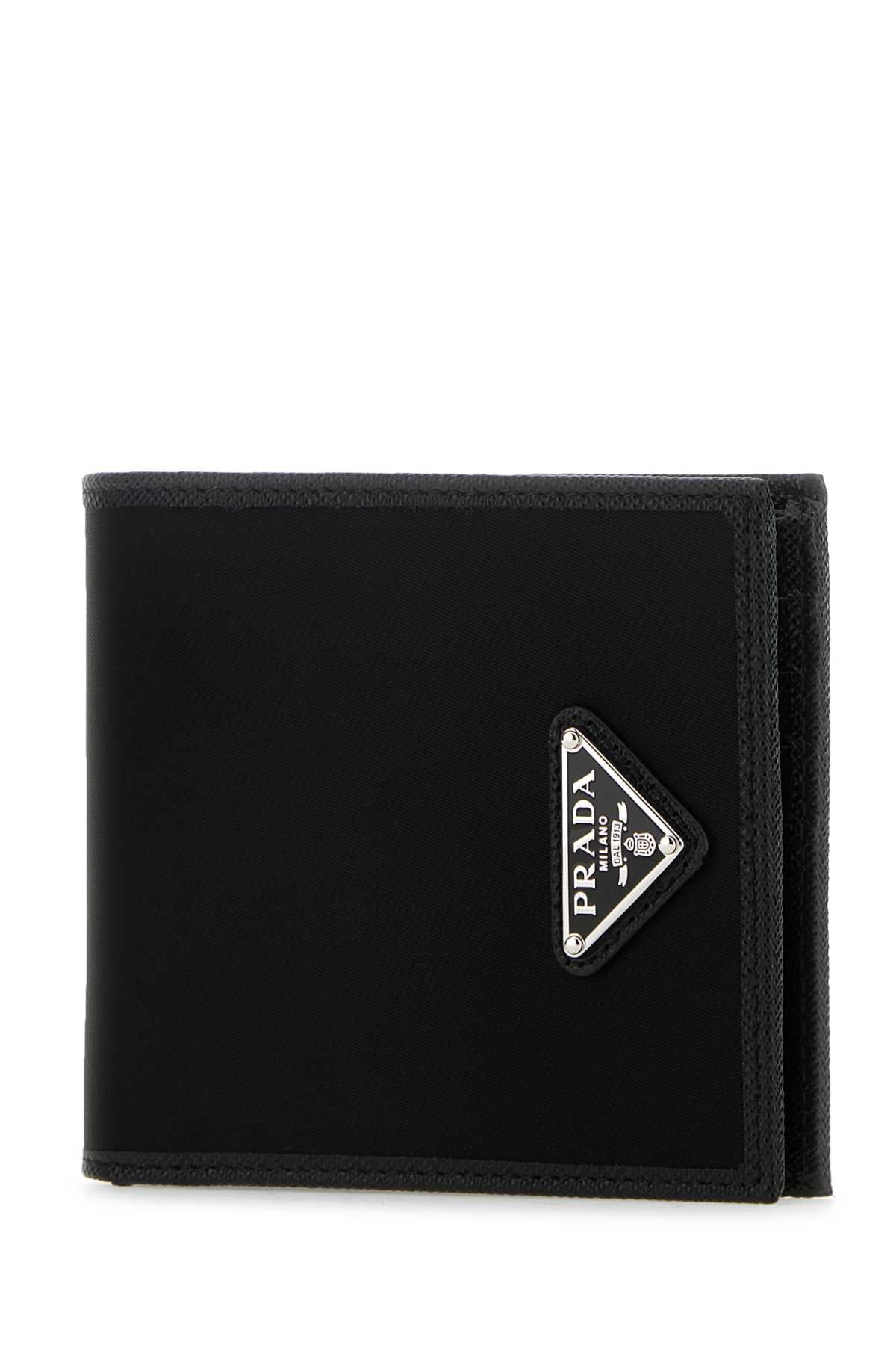 Black Fabric And Leather Wallet Nero Poliammidericiclata-vitello Portafogli