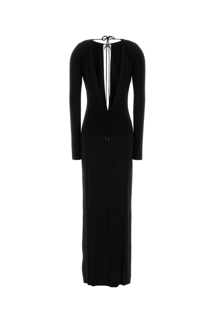 Black Jersey Long Dress Exterior: Viscose Elastane Abiti Lunghi