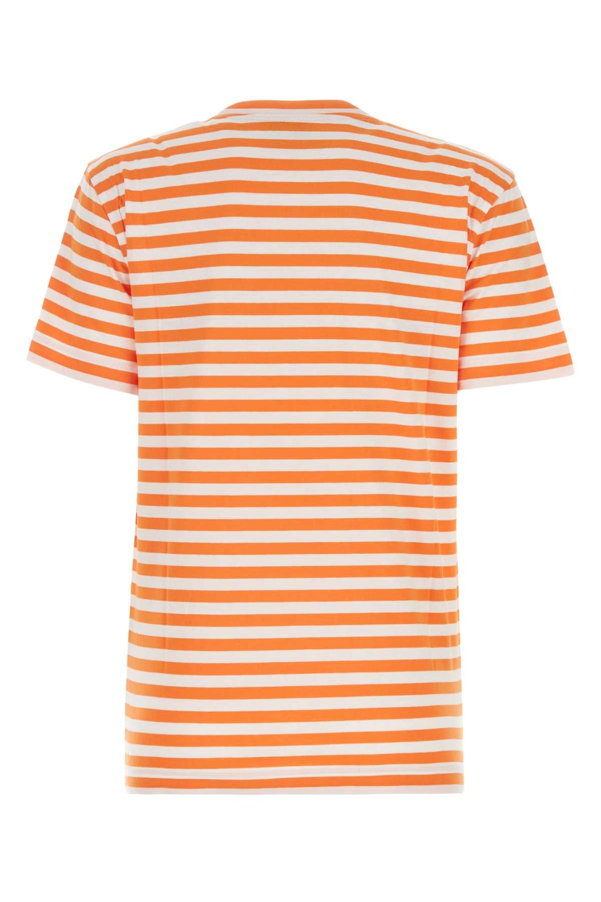 Embroidered Cotton T-Shirt Lightorange Exterior