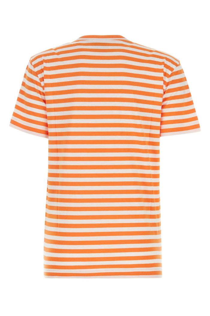 Embroidered Cotton T-Shirt Lightorange Exterior