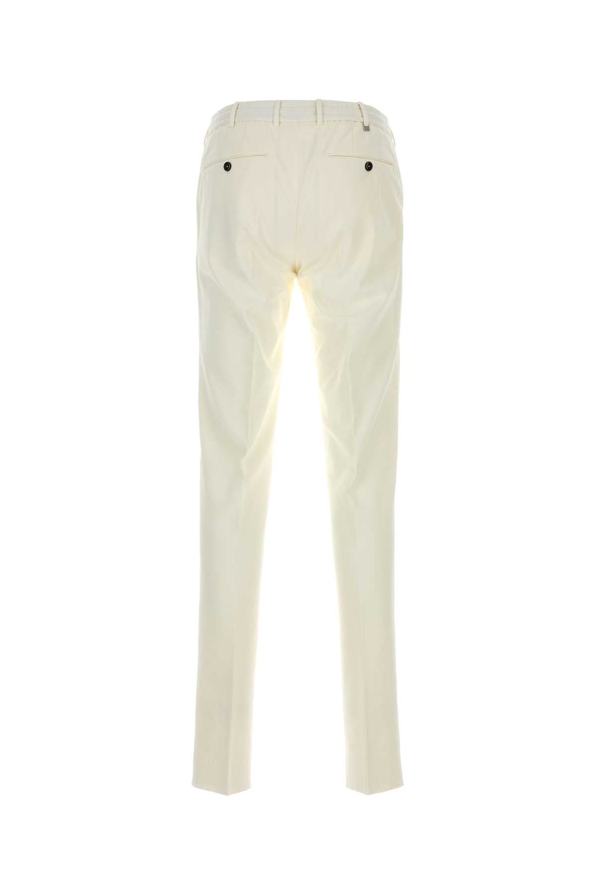 White Stretch Cotton Blend Style Joggers 0010 Pantaloni