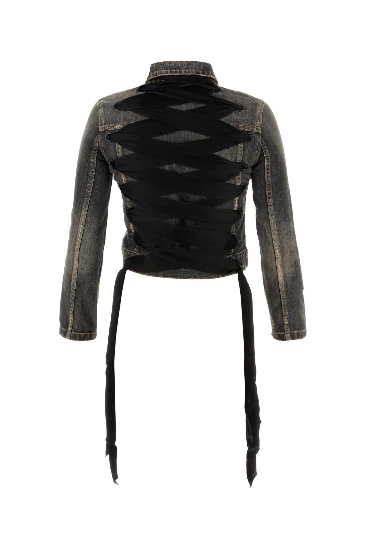 Black Denim Jacket Dark Grey Exterior: Cotton Giubbini