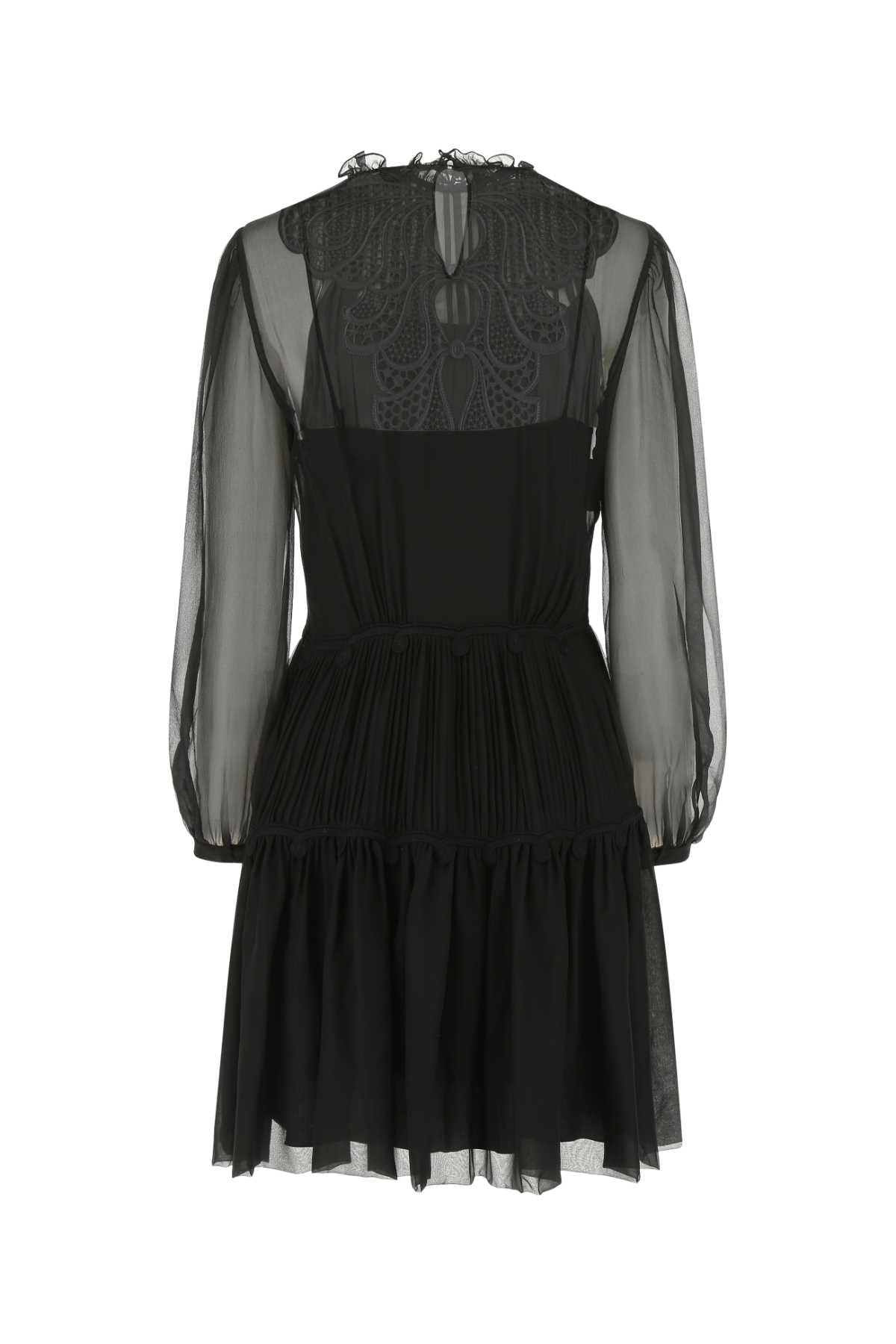 Black Chiffon Mini Dress V0555 Abiti