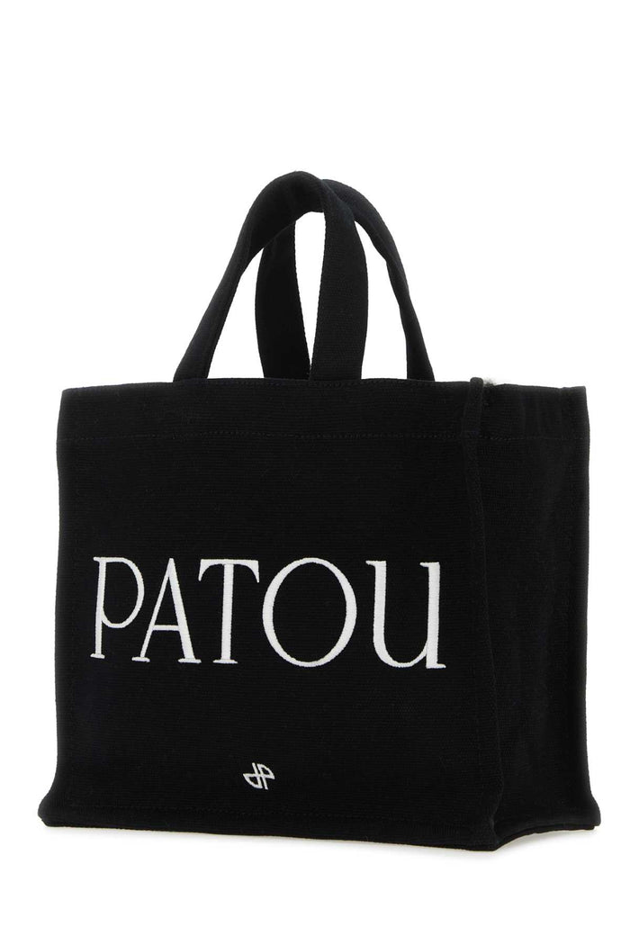 Black Canvas Small Tote Patou Shopping Bag Exterior: Cotton Borse A Mano