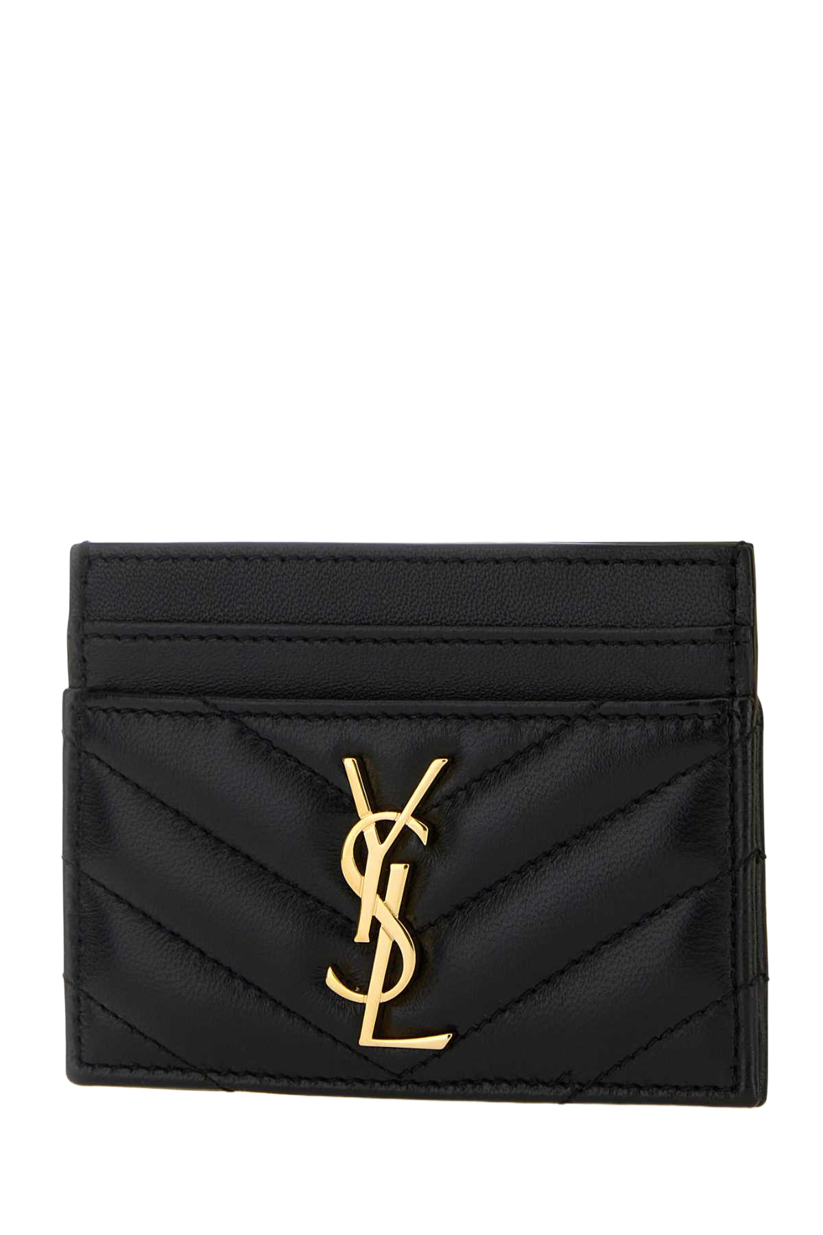 Black Nappa Leather Cassandre Card Holder Nero Portafogli