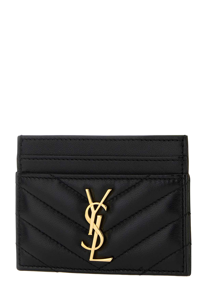 Black Nappa Leather Cassandre Card Holder Nero Portafogli