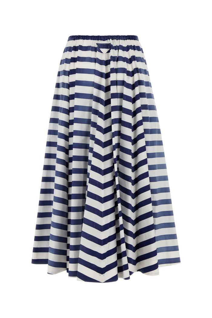 Printed Poplin Skirt Bleu Exterior: Cotton Gonne