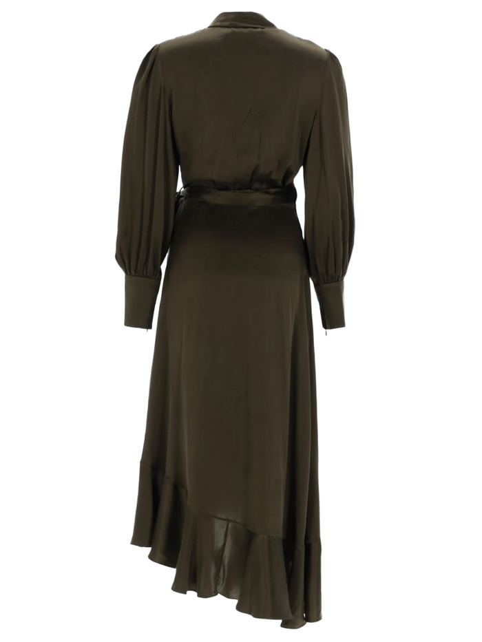 Abito Midi In Seta Green Silk Dress